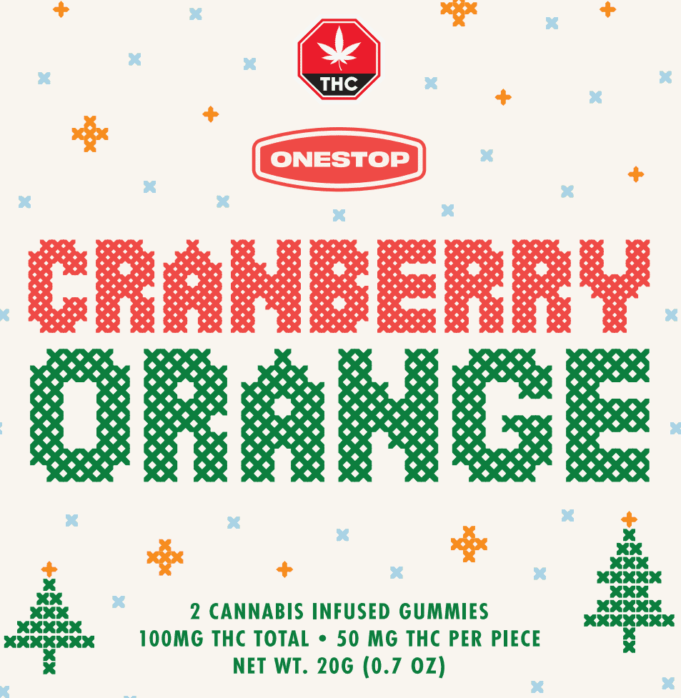 100mg Onestop Cranberry Orange THC Gummies